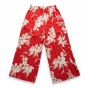 Angie Red and White Floral Wide Leg Bottoms